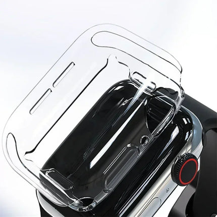 Silicone Apple Watch case and screen protector bumper for Series 9 to SE, fits 38mm to 46mm models, by OKEYWOW.