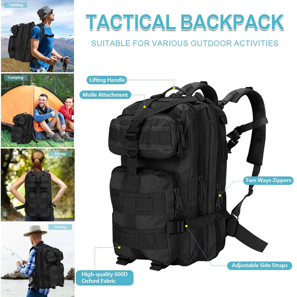 Military Tactical Army Backpack Rucksack Camping Hiking Trekking Outdoor Bag 30L