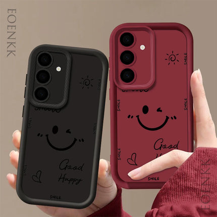 OKEYWOW Samsung Smile Face soft silicone shockproof phone case for Galaxy S21/S20 FE and A55/A35/A25 models.