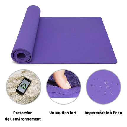 GoodNite Non Slip TPE Yoga Mat 183x61cm for Yoga Pilates Fitness with Strap