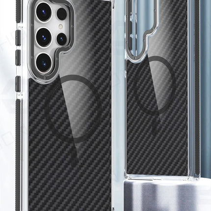 Carbon Fiber MagSafe Armor Case for Samsung Galaxy S26/S25/S24/S23 Ultra Plus A55/A53 Shockproof Cover