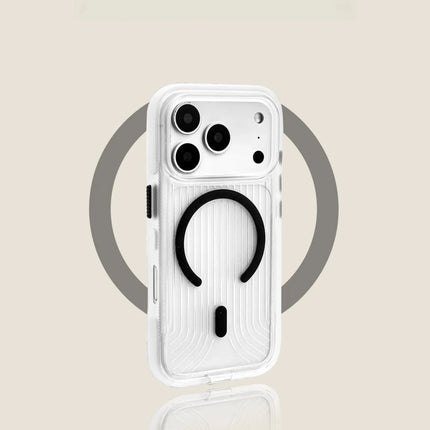 Corrugated MagSafe Case for iPhone 17/16/15/14/13 Pro Max Transparent Anti-Drop Cover