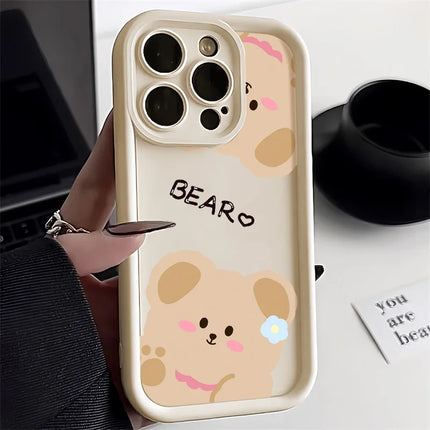 OKEYWOW iPhone cartoon bear silicone shockproof case for iPhone 11, 12, 13, 14, 15, 16, XR, XS, SE, soft cover.