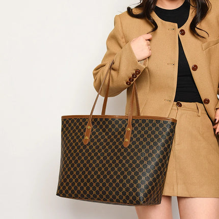 UrbanCarry PU Leather Tote Bag Large Capacity Women Shoulder Commuting Casual Handbag