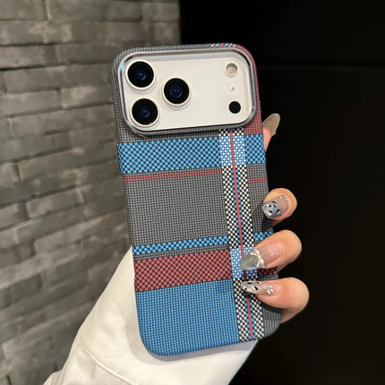 OkeyWOW iPhone 17/16 Pro MagSafe case with Kevlar carbon fiber plaid design, slim protective cover for iPhone models.