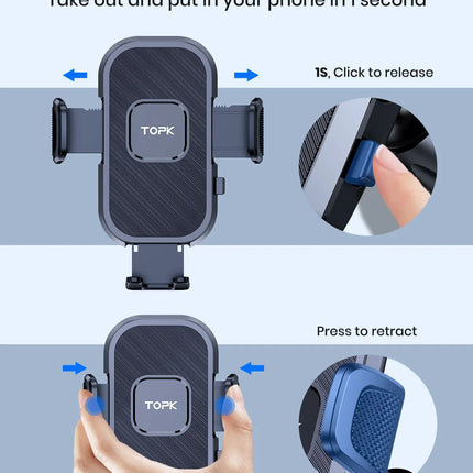 TOPK Gravity Car Phone Holder Dashboard Windshield Air Vent Mount Universal Stand