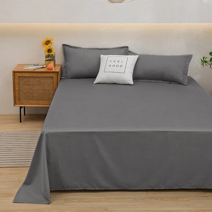 Okeywow solid color single and double bed sheet for dormitory bedding, machine washable, linen style, pillowcase not included