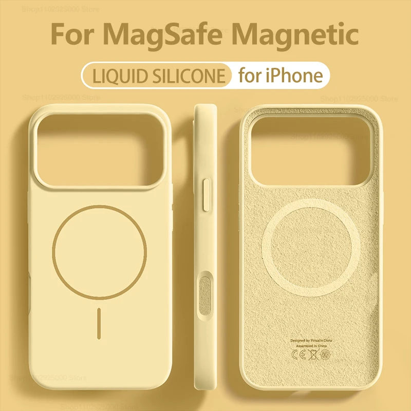 Liquid Silicone MagSafe Case for iPhone 12–17 Series (Pro/Pro Max/Plus/Air) – Original Protective Cover