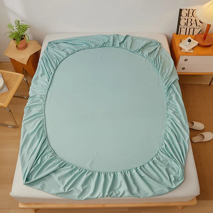 Cotton fitted sheet by okeyWOW in solid color with elastic, non-slip design for king or queen beds, 160x200cm or 200x200cm.
