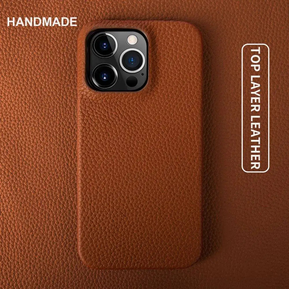 Luxury Genuine Leather Business Phone Case for iPhone 11/12/13/14/15 Pro Max.