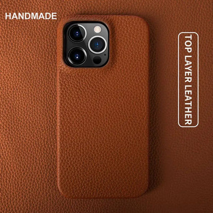 OkeyWOW luxury genuine leather business case for iPhone 15/14/13/12/11 Pro Max, featuring sleek design and secure card slots.