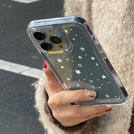 OKEYWOW iPhone Star Silicone Shockproof Case for iPhone 12, 13, 14, 15, 16 Pro Max, XR, XS, SE with star design
