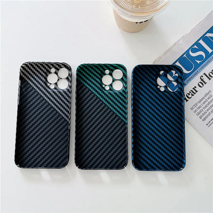 OKEYWOW iPhone carbon fiber case, ultra-thin hard back cover with camera protection for models 11 to 17 Pro Max.