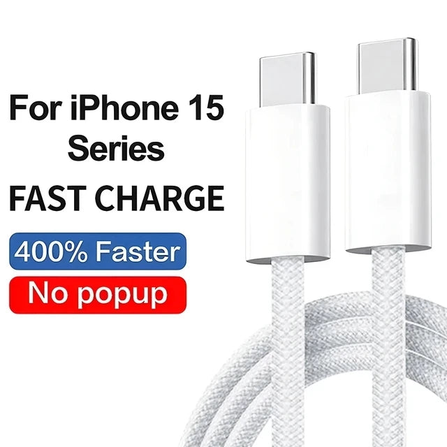 OKEYWOW 35W PD USB-C fast charger cable for iPhone 12-15, supporting fast charging and data transfer in a sleek design.