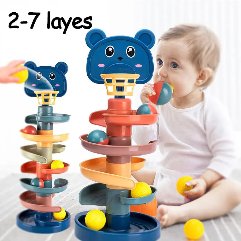 Montessori Rolling Ball Development Game: Educational Stacking Toy for Babies, Ideal for Children Aged 1-3 Years