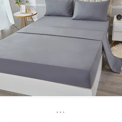 Waterproof Bed Sheet Set 3/4pcs Fitted Sheet Pillowcases Soft Queen King Twin White Gray