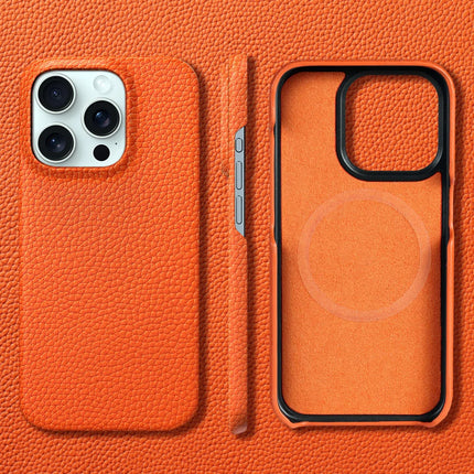 OkeyWOW iPhone 15 Pro Max luxury MagSafe case with cowhide lychee leather, magnetic protector, elegant and durable design