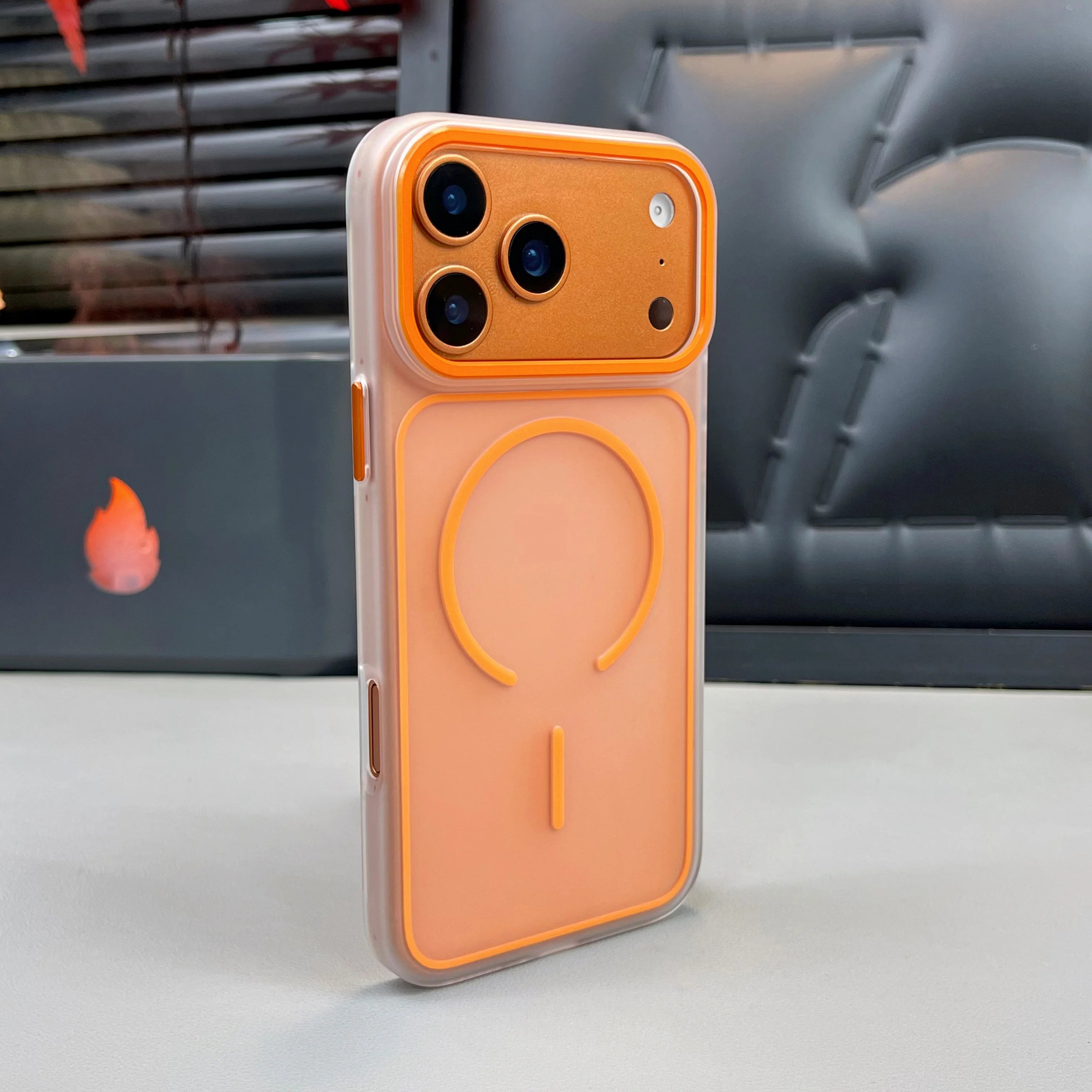 Luxury Translucent Matte Frosted PC Phone Case with Metal Button for iPhone 15/16/17 Air/17 Pro Max – MagSafe Magnetic Cover