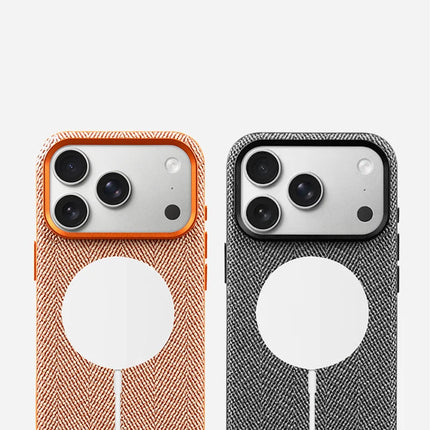 Heritage Weave PU Leather MagSafe Case for iPhone 17/16/15 Pro Max Alloy Lens Wireless Cover