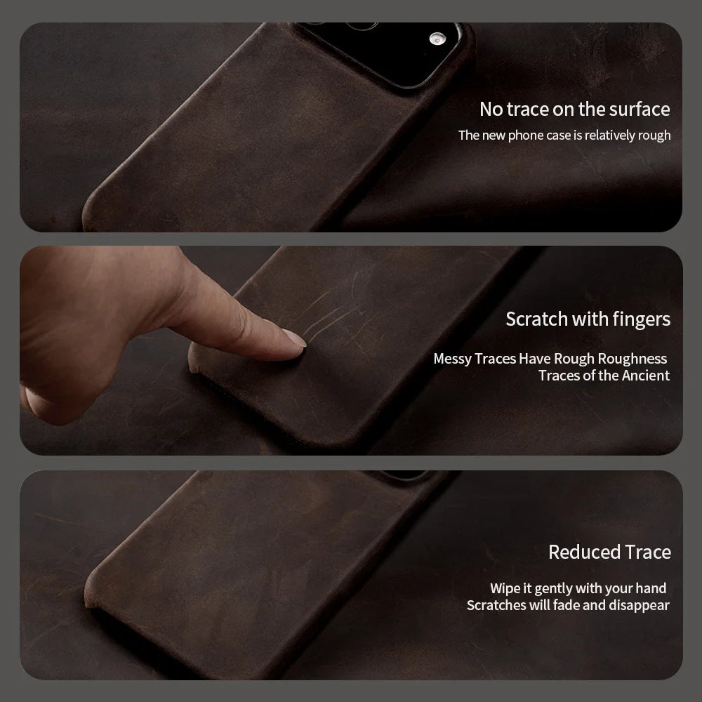 MagSafe Retro Luxury Genuine Pull-Up Leather Case for iPhone 15/16/17 Series (Pro/Pro Max/17 Air) – Magnetic Back Cover