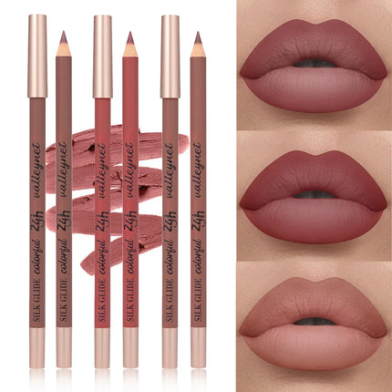 Velora Beauty 3pcs Brown Matte Lip Liner Set Waterproof Long Lasting High Pigment Creamy