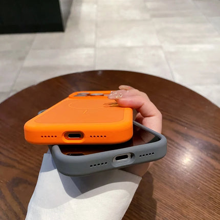 OKEYWOW iPhone 17/17 Pro/Pro Max Liquid Silicone MagSafe case with large window, shockproof design, and skin-like feel.
