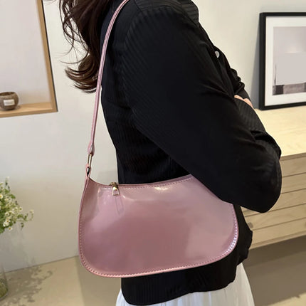 Women PU Leather Shoulder Bag Retro Solid Color Hobo Underarm Handbag Casual Designer