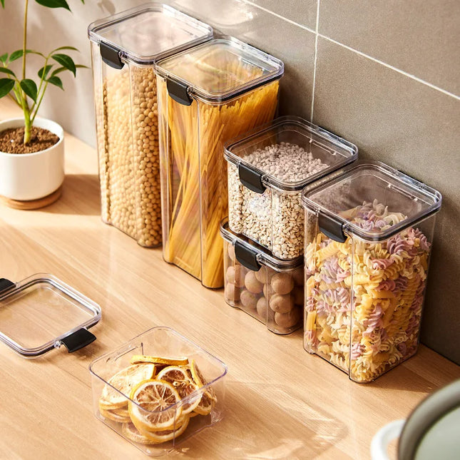 FreshLock Grain Storage Jar Set Sealed Plastic Moisture Proof Kitchen Organizer Box
