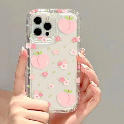 OKEYWOW iPhone strawberry flower shockproof case for models 11 to 17, featuring a vibrant floral design and protective airbag technology.
