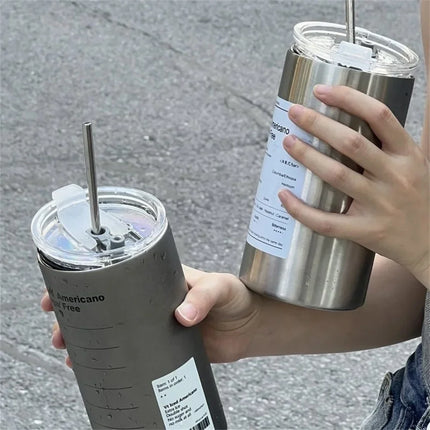 ThermoSip 600ml Stainless Steel Travel Mug Straw Leakproof Insulated Drink Bottle