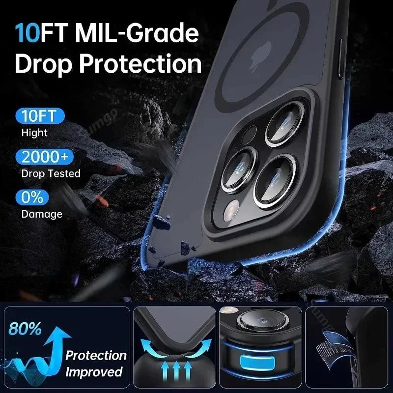 Luxury Matte Magnetic For Magsafe Translucency Case For iPhone 15 14 13 12 11 Pro Max 14 Plus Wireless Charge Shockproof Cover