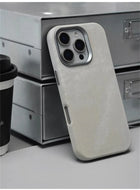 OKEYWOW iPhone Pro Max fiber leather MagSafe shockproof case with wireless charging capability, shown on a white background.