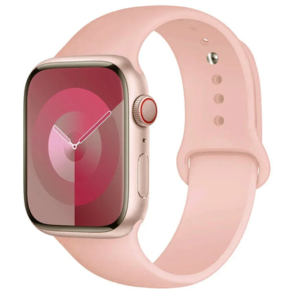 Apple Watch silicone sport band by OKEYWOW for Series 9, Ultra, SE, and 3 in 38mm to 49mm sizes, shown in black.