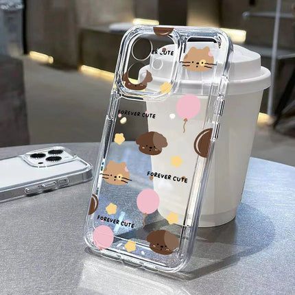 Transparent OKEYWOW cat ear silicone iPhone case for iPhone 11 to 17 Pro Max with shockproof design.