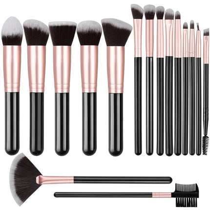 OKEYWOW makeup brush set with 14/16 soft, fluffy brushes for eye shadow, foundation, blush, and powder application.