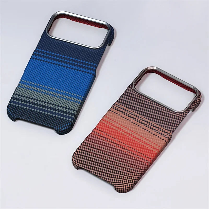 iPhone 14/15/16/17 Pro Max/Air Case Carbon Fiber Abstract Geometric for MagSafe Cover Camera Alloy Armor Military Shockproof