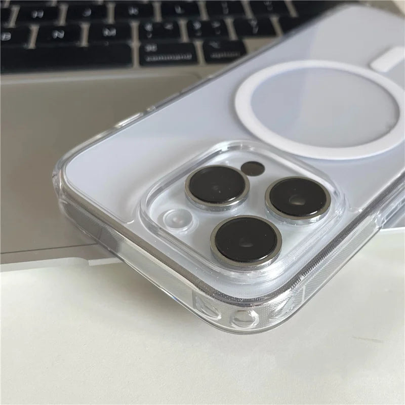 Original Touch Camera Button Clear MagSafe Case for iPhone 14/15/15 Pro Max/16 Pro/17/17 Air/17 Pro – Wireless Charging Shockproof Cover