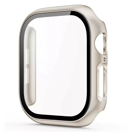 OKEYWOW Apple Watch tempered glass screen protector for Series 10-3 SE, fits 38mm to 46mm models, showing a clear protective cover.