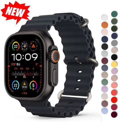 TideFlex Silicone Band for Apple Watch Ultra 2/Series 10/9/8/7/6/SE 49mm–40mm Sport Strap