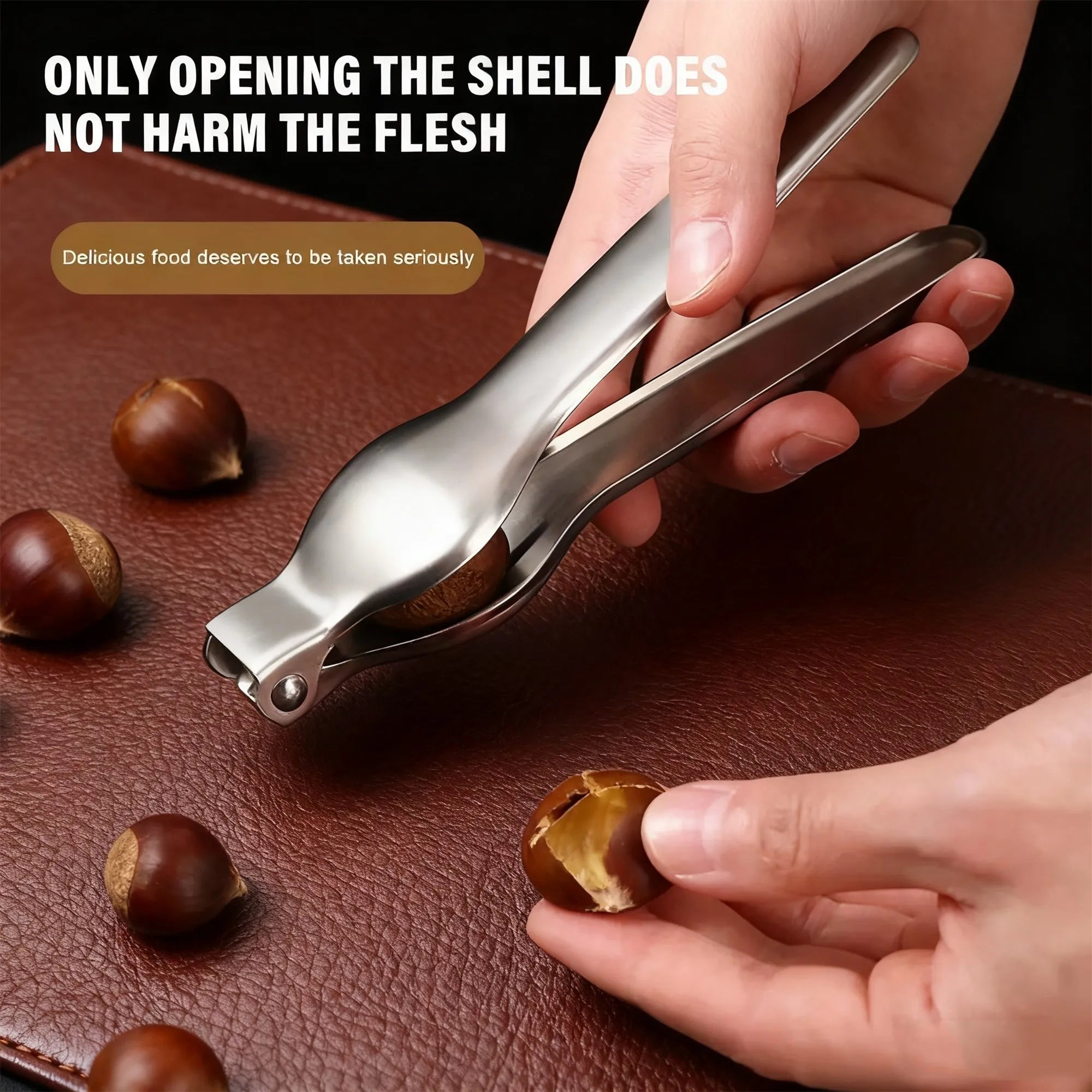 High - Quality Stainless Steel Two - in - One Chestnut Machine Kitchen Tool with Dry Bottle Opener Sheath and Cutter Function