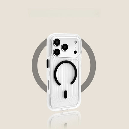 Corrugated MagSafe Case for iPhone 17/16/15/14/13 Pro Max Transparent Anti-Drop Cover