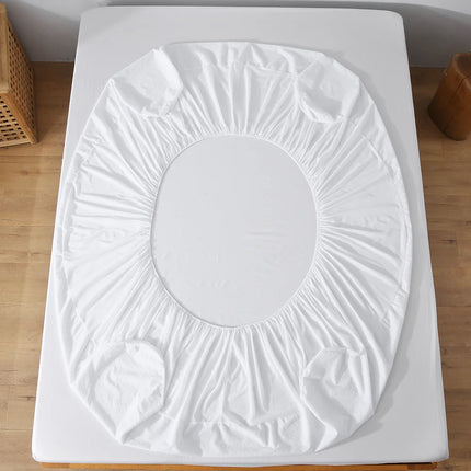 OKEYWOW waterproof terry fitted sheet mattress protector with elastic edges, deep pockets, and breathable fabric for bed protection