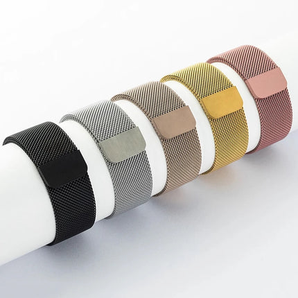 Apple Watch Milanese Strap Ultra 3/2 by OKEYWOW, magnetic Milanese bracelet in silver for Series 11–3 and SE, 38-49mm.