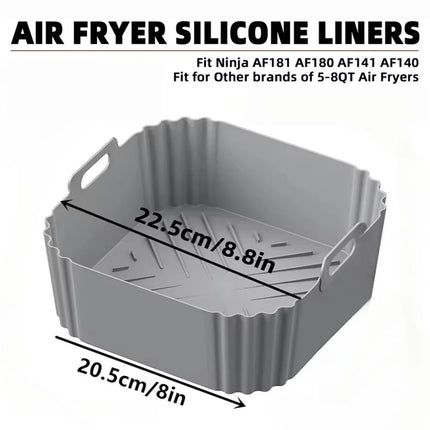 22.5cm Silicone Air Fryer Liners Reusable Non-Stick Basket for Ninja AF181 AF180 AF141 AF140 Compatible with 5-8QT Air Fryers