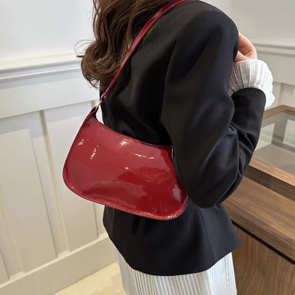 Women PU Leather Shoulder Bag Retro Solid Color Hobo Underarm Handbag Casual Designer