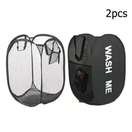 FoldNest Pop-Up Laundry Basket Mesh Foldable Clothes Storage Large Capacity Hamper