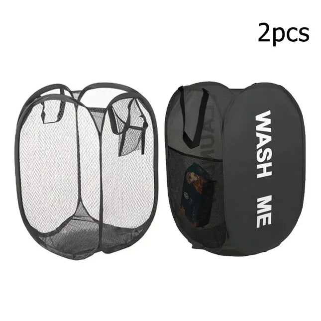 FoldNest Pop-Up Laundry Basket Mesh Foldable Clothes Storage Large Capacity Hamper