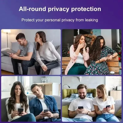 OKEYWOW Samsung privacy screen protector in tempered glass for S21, S22, S23, A54, A55, A56, and more models, with black edges.