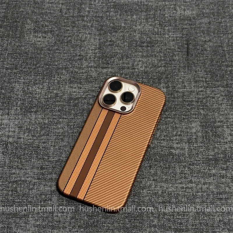 2026 New Mountain Relief Carbon Case for iPhone 16 15 Pro Max MagSafe Back Cover Hard PC Buttons Frame Protective Phone Shell