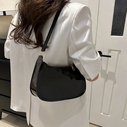 Women PU Leather Shoulder Bag Retro Solid Color Hobo Underarm Handbag Casual Designer